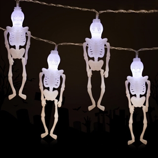 Halloween lyskæde med skeletter og hvidt lys - 1,5 m, 10 lys